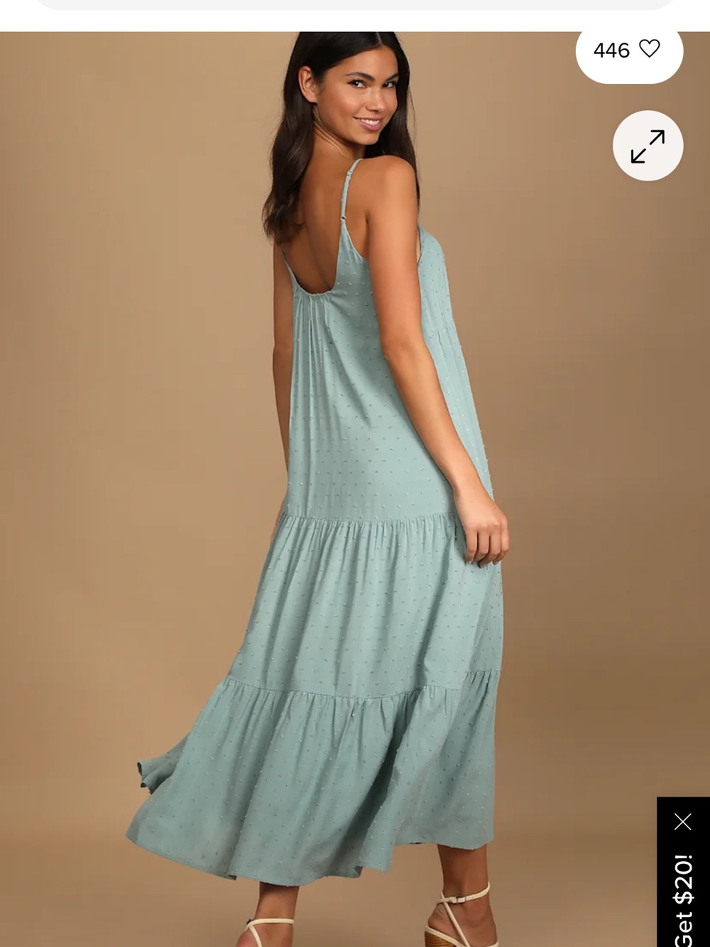 Lulu's Sage Blue Swiss Dot Tiered Midi Dress - Picture 2 of 7